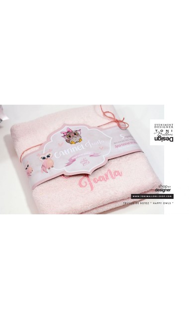 Trusou de botez brodat cu bufnite si anemone pentru fete, Bufnita Petrecareata 23